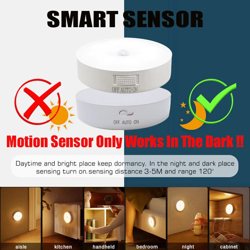Lampâda recarregável USB com sensor de movimento